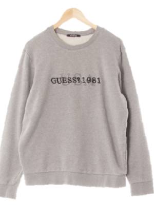 Guess 멜란지그레이 면 자수로고USA맨투맨