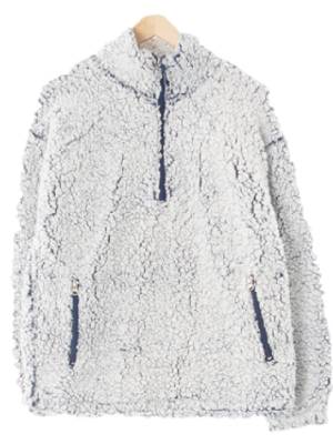Forever21 인디고화이트 하프집업플리스긴팔티