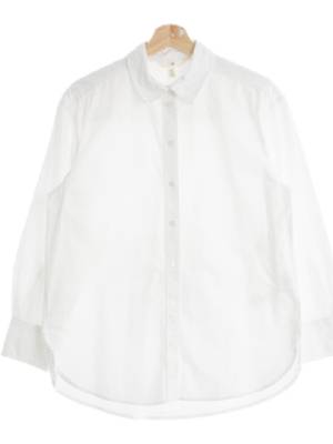 h&m 화이트 면 박스플리츠옥스퍼드셔츠