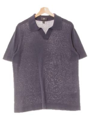 h&m 나이트쉐도우블루 면 슬릿카라반팔니트