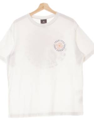 h&m 화이트 면 플라워레터링반팔티