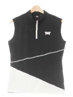 pxg 블랙화이트 사선절개하프집업민소매티