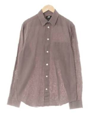 h&m 그레이 린넨혼방 포켓긴팔셔츠