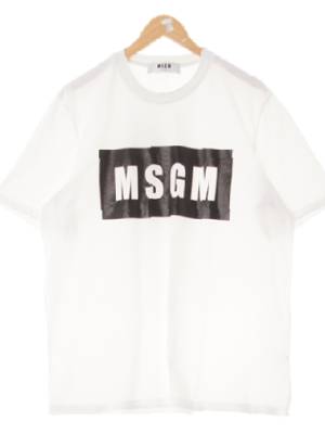 msgm 화이트 면 빅로고라운드루즈핏반팔티