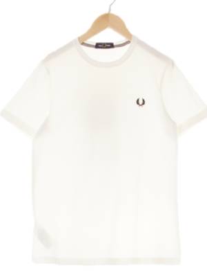 fred perry 화이트 면 레귤러핏반팔티