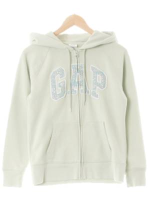 gap 라이트파스텔그린 면혼방 플로럴패치나그랑후드집업