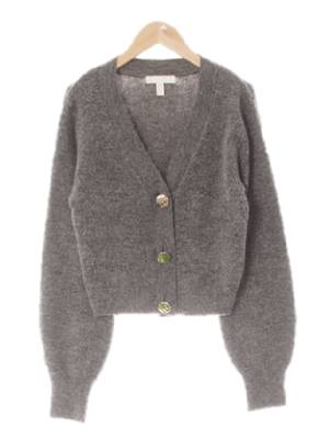 h&m 그레이 울혼방 골드버튼크롭보카시가디건