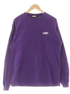 lmc 퍼플 프린팅 면 볼드레터로고크루넥티셔츠