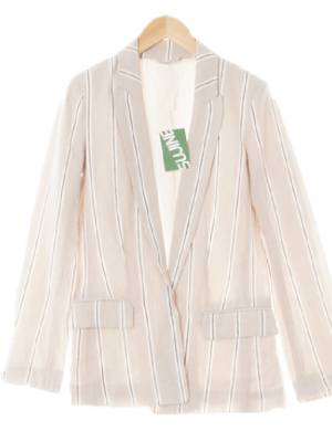 h&m 라이트베이지 스트라이프 린넨혼방 패디드오픈블레이저