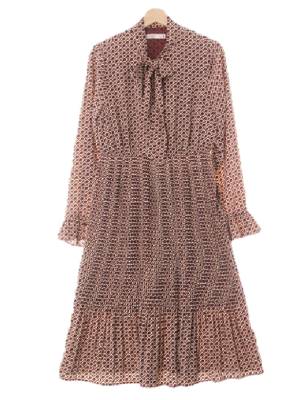 mixxo 와인베이지 타이플리츠맥시원피스
