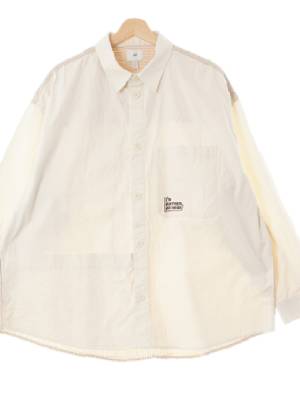 h&m 샌드아이보리 면 레터링빅언발포켓셔츠