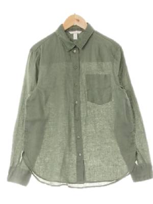 h&m 카키 린넨 원포켓워싱거즈셔츠