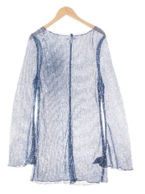 h&m 마조리카블루 스팽글패턴 글리터소매나팔시스루원피스