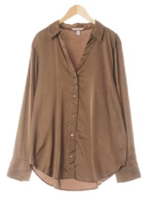 h&m 브론즈브라운 새틴슬릭블라우스