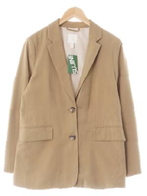 h&m 다크베이지 비스코스혼방 투버튼코튼자켓