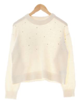 h&m 크림아이보리 울혼방 큐빅진주레귤러핏긴팔니트