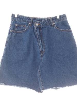 h&m 블루 데님 사선지퍼하프진