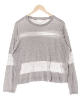 dkny 그레이 시스루스트라이프 면혼방 드롭숄더롱슬리브