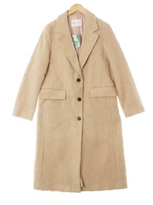 mixxo 베이지 울혼방 쓰리버튼싱글맥시코트