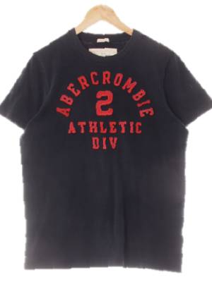 아베크롬비 네이비 면 빈티지패치로고머슬핏반팔티