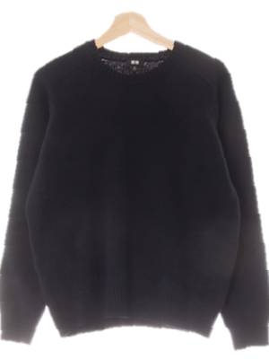 유니클로 다크네이비 울 크루넥베이직스웨터