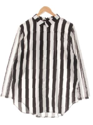 h&m 블랙화이트 스트라이프 투톤블라우스