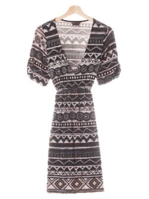 bcbg 블랙다크어스브라운 에스닉스트라이프 딥브이넥쿨링셔링원피스