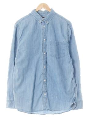 h&m 스톤워시블루 면 포켓청셔츠