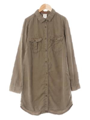 h&m 카키 더블플랩포켓셔츠원피스