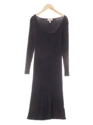 h&m 네이비 비스코스혼방 와이드유넥골지원피스