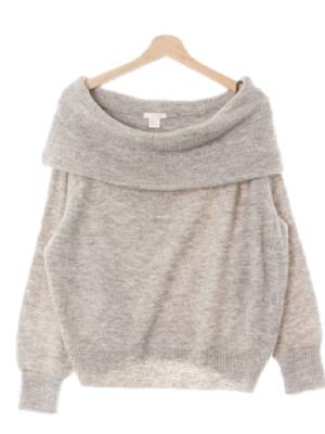 h&m 멜란지그레이 울혼방 오프숄더나그랑스웨터