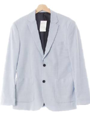 h&m 라이트블루 하운드체크 아웃포켓패디드블레이저