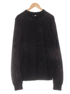 h&m 블랙 면혼방 라운드기본니트