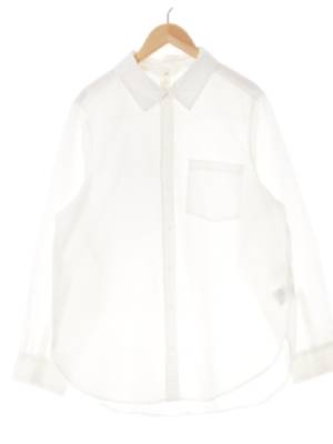 h&m 화이트 면 원포켓박스플리츠셔츠