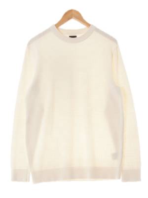 h&m 아이보리 면혼방 양각크루넥니트