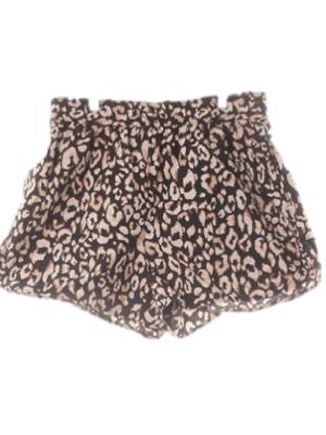 H&M 블랙코코아브라운 레오파드 면 트임라운드컷숏츠