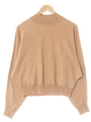 h&m 모카베이지 울혼방 하프넥가오리핏긴팔니트