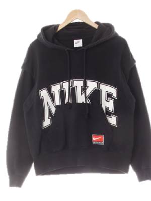 나이키 블랙 프린팅 면혼방 빅레터링레이어드후드티
