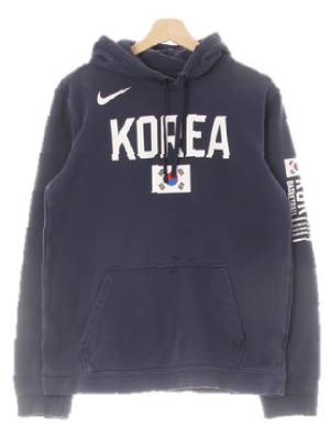 나이키 네이비 면혼방 코리아라벨링기모후드티