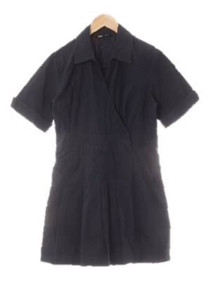 mixxo 다크네이비 면 플리츠슬릿카라랩원피스