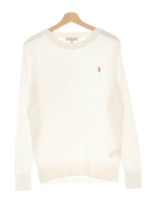 uspoloassn 아이보리 면 로고꽈배기니트