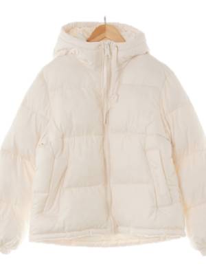 h&m 아이보리 하이넥후드숏패딩점퍼