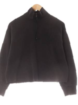h&m 블랙 면혼방 절개라인반집업크롭하이넥티