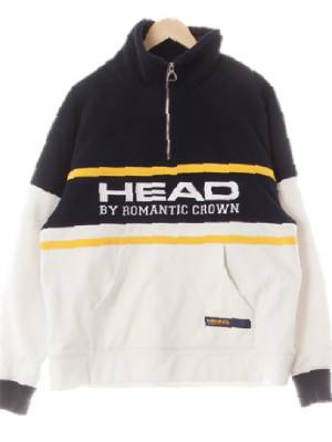 ratcrw x head 다크네이비크림 콜라보빅로고반집업후리스맨투맨