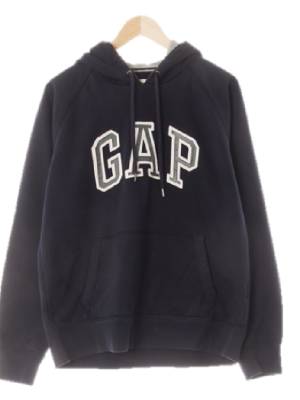 gap 네이비 면혼방 빅스티치로고포켓후드티