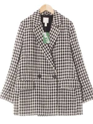 h&m 블랙 하운드체크 루즈더블트위드블레이저