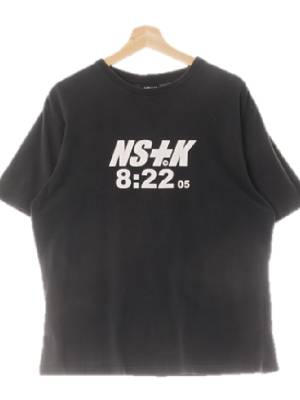NS+k 블랙 프린팅 면 레터링넘버반팔티