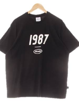 mmlg 블랙 프린팅 면 로고1987반팔티