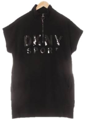 dkny 블랙 면혼방 광택빅로고반집업원피스