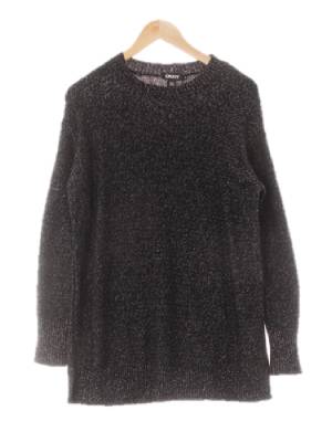 dkny 블랙 캐시미어혼방 메탈배색루즈롱니트